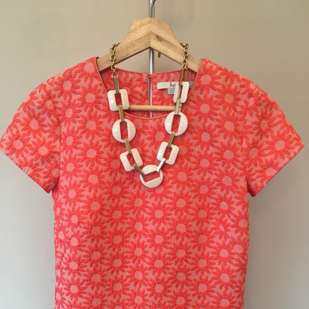 Boden pink coral jacquard top